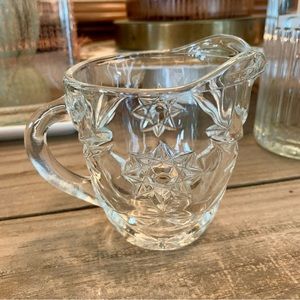 🌱Vintage Etched Crystal Glass Creamer~farmhouse~coffee~tea bar cart~grannycore